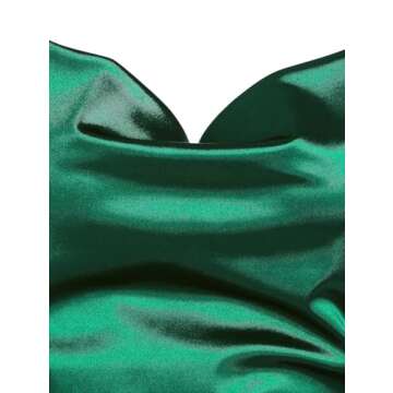 ZAFUL Women's Satin Sleeveless Spaghetti Strap Mini Dress Sexy Slip Cowl Neck Silky Cocktail Party Dresses(Green, S)