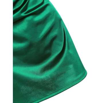 ZAFUL Women's Satin Sleeveless Spaghetti Strap Mini Dress Sexy Slip Cowl Neck Silky Cocktail Party Dresses(Green, S)