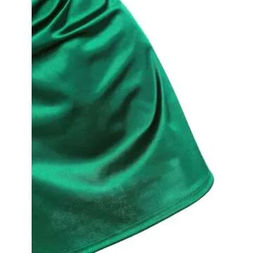 ZAFUL Women's Satin Sleeveless Spaghetti Strap Mini Dress Sexy Slip Cowl Neck Silky Cocktail Party Dresses(Green, S)