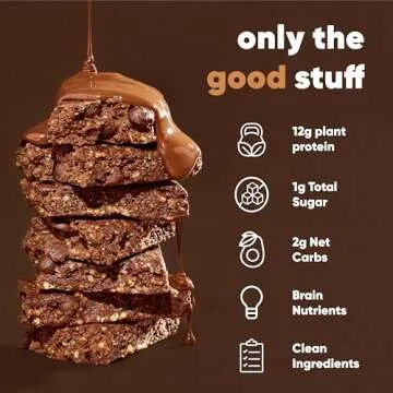 IQBAR Brain and Body Plant Protein Bars - Chocolate Sea Salt - 24-Count Low Carb - Gluten Free, High Fiber, Vegan Snacks - Low Sugar Meal Replacement