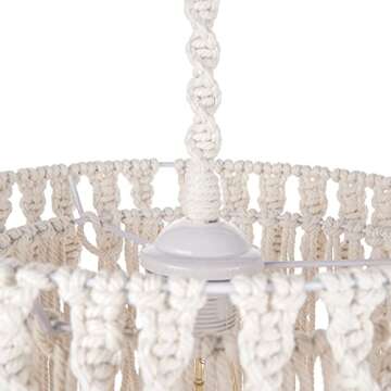 Arturesthome Boho Pendant Light, Adjustable Hanging Light Fixtures with Handmade Lamp Shade, Bohemian Ceiling Chandelier for Nursery Bedroom Living Room