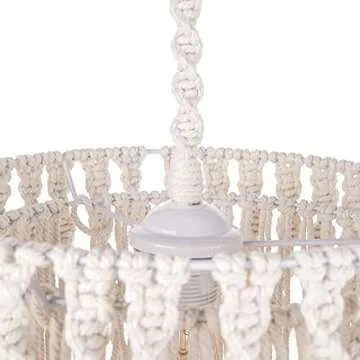 Arturesthome Boho Pendant Light, Adjustable Hanging Light Fixtures with Handmade Lamp Shade, Bohemian Ceiling Chandelier for Nursery Bedroom Living Room