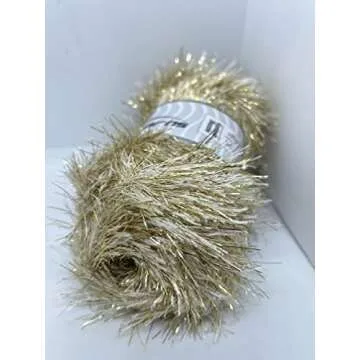 Ice Yarns Cream Gold Eyelash Dazzle Yarn 100g 110m