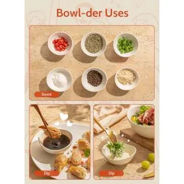 Sweese 4 Inch Porcelain Small 4 oz Bowls for Sauce | Charcuterie | Dipping | Snack | Condiment | Side Dishes Set of 6 - Microwave, Dishwasher and Oven Safe - White