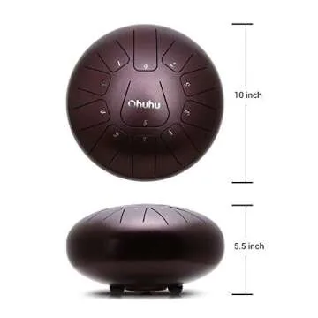 Ohuhu 10 Inch Steel Tongue Drum 11 Notes D Major for Kids and Adults with Rubber Mallets, Finger Picks and Padded Travel Bag