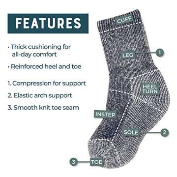 MERIWOOL Merino Wool Kids Hiking Socks for Children 3 Pairs