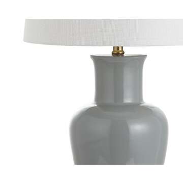 JONATHAN Y JYL4026C Julian 29" Ceramic LED Table Lamp Traditional Transitional Bedside Desk Nightstand Lamp for Bedroom Living Room Office College Bookcase LED Bulb Included, Gray