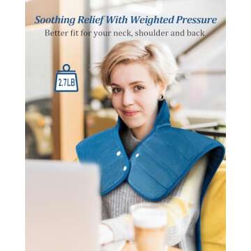 Heating Pad for Neck and Shoulders and Back, Birthday Gifts for Women Men Mom Dad Her Him Wife, Heating Pad for Back Pain Relief, Electric Heat Pad, 6 Heat Settings 4 Timers Auto-Off, 22" x 37" Blue