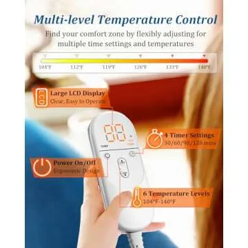 Heating Pad for Neck and Shoulders and Back, Birthday Gifts for Women Men Mom Dad Her Him Wife, Heating Pad for Back Pain Relief, Electric Heat Pad, 6 Heat Settings 4 Timers Auto-Off, 22" x 37" Blue