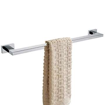 BigBig Home Chrome Bathroom Hardware, Silver Bathroom Accessories Sets Includes 24'' Towel Bar Toilet Paper Holder Towel Ring Robe Hook 4 Pieces