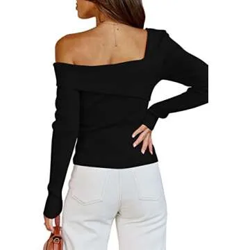 LILLUSORY Sexy Off The Shoulder Pullover Sweater for Women