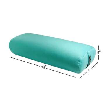 Hugger Mugger Standard Yoga Bolster - Aqua - Firm Core with a Soft Surface, Rectangular Shape, Restorative Yoga, Handmade in the USA
