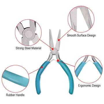 Anezus 4Pcs Jewelry Pliers Tool Set Includes Needle Nose Pliers, Round Nose Pliers, Wire Cutters and Bent Nose Pliers for Jewelry Beading Repair Making Supplies