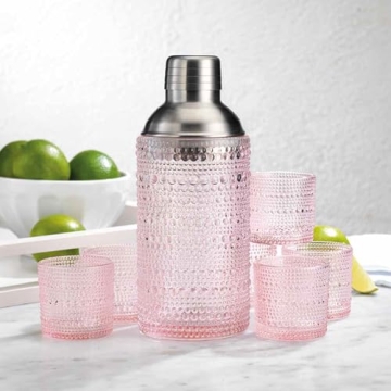Glaver's Cocktail Shaker Set: Elegant Glass Shaker & Shot Glasses
