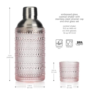 Glaver's Cocktail Shaker Set: Elegant Glass Shaker & Shot Glasses