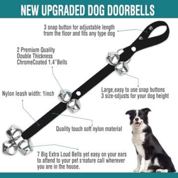 BLUETREE Dog Doorbells Premium Quality Training Potty Great Dog Bells Adjustable Door Bell Dog Bells...