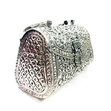 Indian Brass Clutch Silver white clutches Vintage Handmade Brass metal purse Hand clutch Handbag for women party Bride marriage clutch