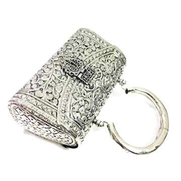 Indian Brass Clutch Silver white clutches Vintage Handmade Brass metal purse Hand clutch Handbag for women party Bride marriage clutch