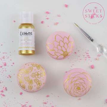 Icinginks - Sweetsticks Metallic Sunkissed Gold Edible Art Decorative Cake Paint 15ml - Edible Art Paint, Edible Icing Paint, Decorative Cake Paint, Edible Food Coloring, Cake Paint