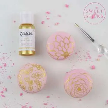 Icinginks - Sweetsticks Metallic Sunkissed Gold Edible Art Decorative Cake Paint 15ml - Edible Art Paint, Edible Icing Paint, Decorative Cake Paint, Edible Food Coloring, Cake Paint