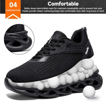 Tinefiy Women's Lightweight Steel Toe Safety Sneakers