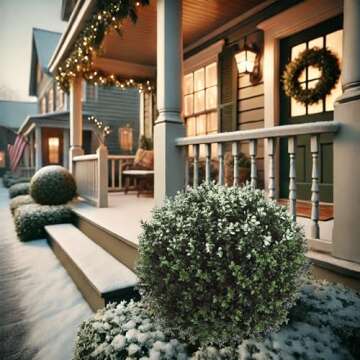 Real Touch Leaves Artificial Topiary Trees, 24" T with 17" W Faux Boxwood, Set of 2 UV Resistant Plants, Decorative Indoor Outdoor Trees with 6"x5" Pots for Home, Office, and Garden Decor