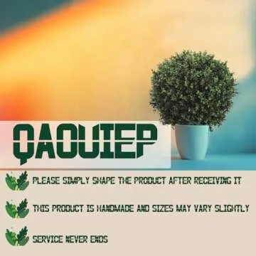 Real Touch Leaves Artificial Topiary Trees, 24" T with 17" W Faux Boxwood, Set of 2 UV Resistant Plants, Decorative Indoor Outdoor Trees with 6"x5" Pots for Home, Office, and Garden Decor