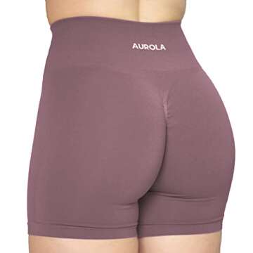 AUROLA Intensify Workout Shorts for Women Seamless Scrunch Short Gym Yoga Running Sport Active Exercise Fitness Shorts(S,Old Rose)