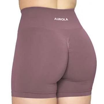 AUROLA Intensify Workout Shorts for Women Seamless Scrunch Short Gym Yoga Running Sport Active Exercise Fitness Shorts(S,Old Rose)