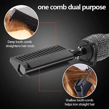 DAN Technology LCD Screen Digital Display Diamond Shaped Hot Comb, Black, 13.1 x 2.3 inches, 500 Degree Plug in Hot Comb with Adjustable Temperatures, Temperature Lock, Suitable for All Hair Types