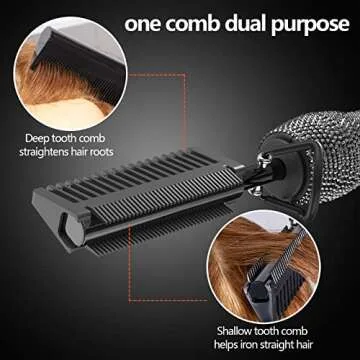 DAN Technology LCD Screen Digital Display Diamond Shaped Hot Comb, Black, 13.1 x 2.3 inches, 500 Degree Plug in Hot Comb with Adjustable Temperatures, Temperature Lock, Suitable for All Hair Types