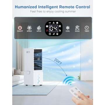 COOLECH Portable Air Conditioners w/Remote, 4 Modes & 3 Speeds, Waterless Alert System & 2.4-Gal Tan...