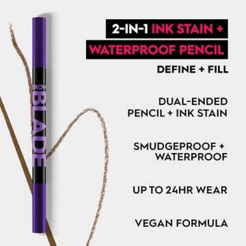 Urban Decay Brow Blade 2-in-1 Eyebrow Pen & Waterproof Pencil (Brunette Betty - Warm Brown), Smudge-proof, Transfer-resistant, Ink Stain & Creamy Brow Pencil, Vegan, Cruelty-free - 0.01 oz