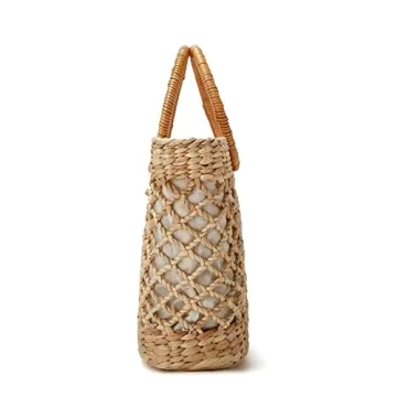 Women Beach Bag Straw Woven Tote Summer Rattan Boho Handbag Moon Basket Bamboo Top Handwoven Purse Jute Wicker Cute Braid Bride Travel Bags