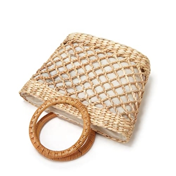 Women Beach Bag Straw Woven Tote Summer Rattan Boho Handbag Moon Basket Bamboo Top Handwoven Purse Jute Wicker Cute Braid Bride Travel Bags