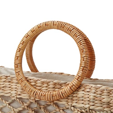 Women Beach Bag Straw Woven Tote Summer Rattan Boho Handbag Moon Basket Bamboo Top Handwoven Purse Jute Wicker Cute Braid Bride Travel Bags