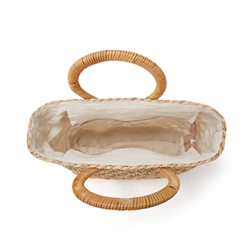 Women Beach Bag Straw Woven Tote Summer Rattan Boho Handbag Moon Basket Bamboo Top Handwoven Purse Jute Wicker Cute Braid Bride Travel Bags