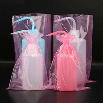 500PCS Pink Tattoo Wash Bottle Bags, Disposable Tattoo Bottle Bags Squeeze Bottle Bag Sleeves Dental...