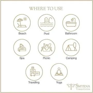 SMYRNA TURKISH COTTON Heritage Series Turkish Beach Towel Oversized, 37x71 inch, Extra Large Quick Dry Sand Free Beach Blanket, Lightweight Cotton Pool, Spa, Travel, Gym, Adult Bath Towel, Beige