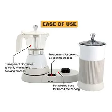 FUOCCI Espresso Maker With Milk Frother 3 To 5 Cups Italian Coffee Maker Electric Moka Pot And Frother For Cappuccino, Mocha, Latte Macchiato Cuban Coffee Maker Electric Cafeteras Electricas Modernas