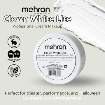 Mehron Makeup Clown White Lite | Professional Face Paint & Body Paint | White Cream Clown Makeup, St...