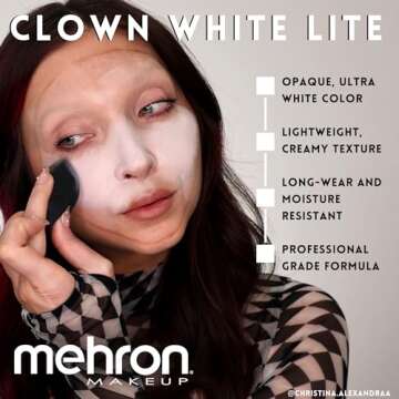 Mehron Makeup Clown White Lite | Professional Face Paint & Body Paint | White Cream Clown Makeup, Stage, Film, Cosplay, Mime, & Halloween 2 oz (56g)