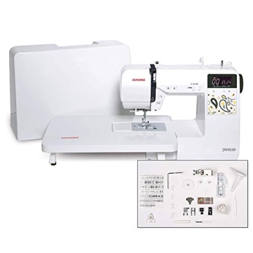 Janome JW8100 Fully-Featured Computerized Sewing Machine with 100 Stitches, 7 Buttonholes, Hard Cove...