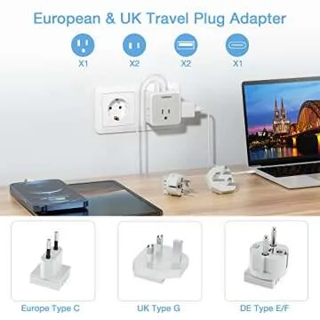 Tessan All European Uk Travel Plug Adapter Kit Type C/G/E/F 2 powerconverter