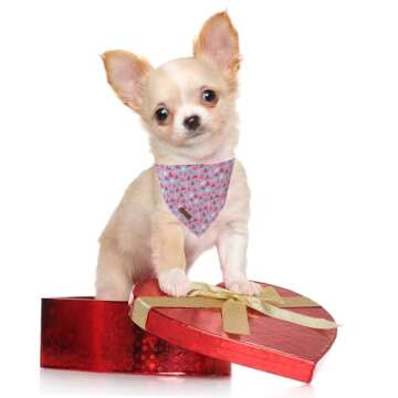 UP URARA PUP Valentine Dog Bandana, Pink Heart Triangle Bid Scarf for Small Medium Dog, Cotton Pet K...