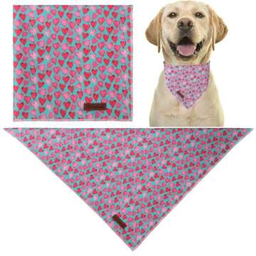 UP URARA PUP Valentine Dog Bandana, Pink Heart Triangle Bid Scarf for Small Medium Dog, Cotton Pet Kerchief for Girl Boy Dogs or Cats, Red Dog Bandana, Cute Adorable Puppy Bandana