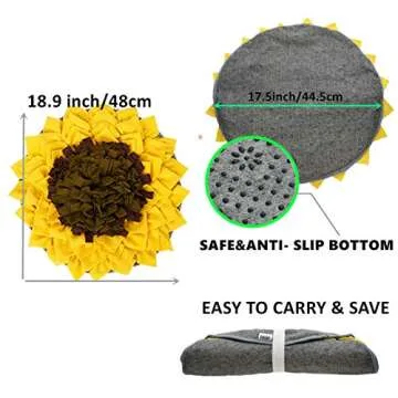 Liakk Snuffle Mat for Dogs, Dog Feeding Mat, Dog Puzzle Toys, for Encourgaing Natural Foraging Skills for Cats Dogs (Sunflower) (A)