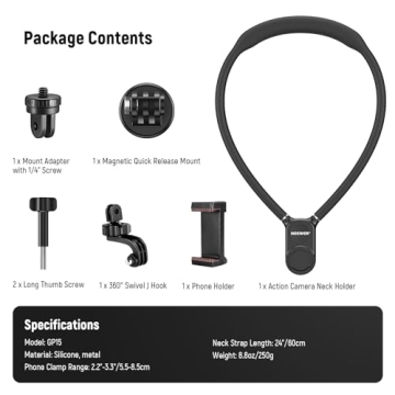 NEEWER Action Camera Neck Mount for Perfect POV Vlogs