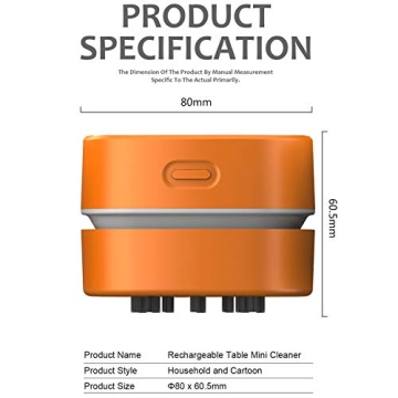 ODISTAR Desktop Vacuum Cleaner,Mini Table dust Sweeper Energy Saving with auto Power-Off Function,High Endurance up to 400 mins,Cordless&360º Rotatable Design for Keyboard/Office(Orange Charging)