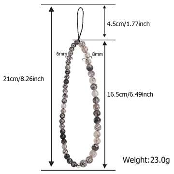 C&L Accessories Beaded Phone Charm Cell Phone Lanyard Wrist Strap Handmade Natural Gemstone (Dragon vein)